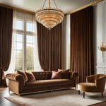 Plain Premium Velvet Fabric Curtain / Drapes - Brown