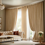 Plain Premium Velvet Fabric Curtain / Drapes - Ivory