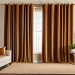 Plain Premium Velvet Fabric Curtain / Drapes - Light Brown