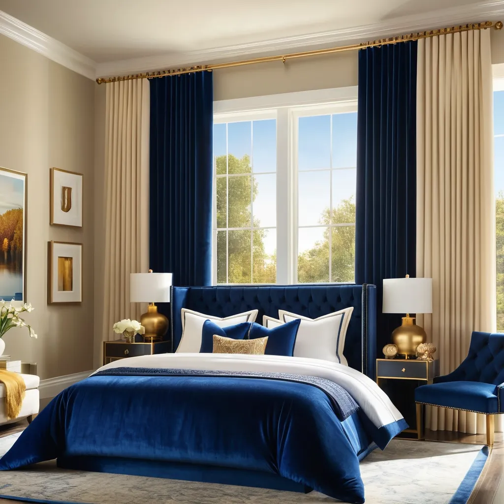 Plain Premium Velvet Fabric Curtain / Drapes - Royal Blue