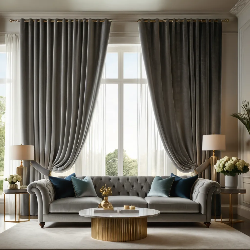 Plain Premium Velvet Fabric Curtain / Drapes - Silver Grey