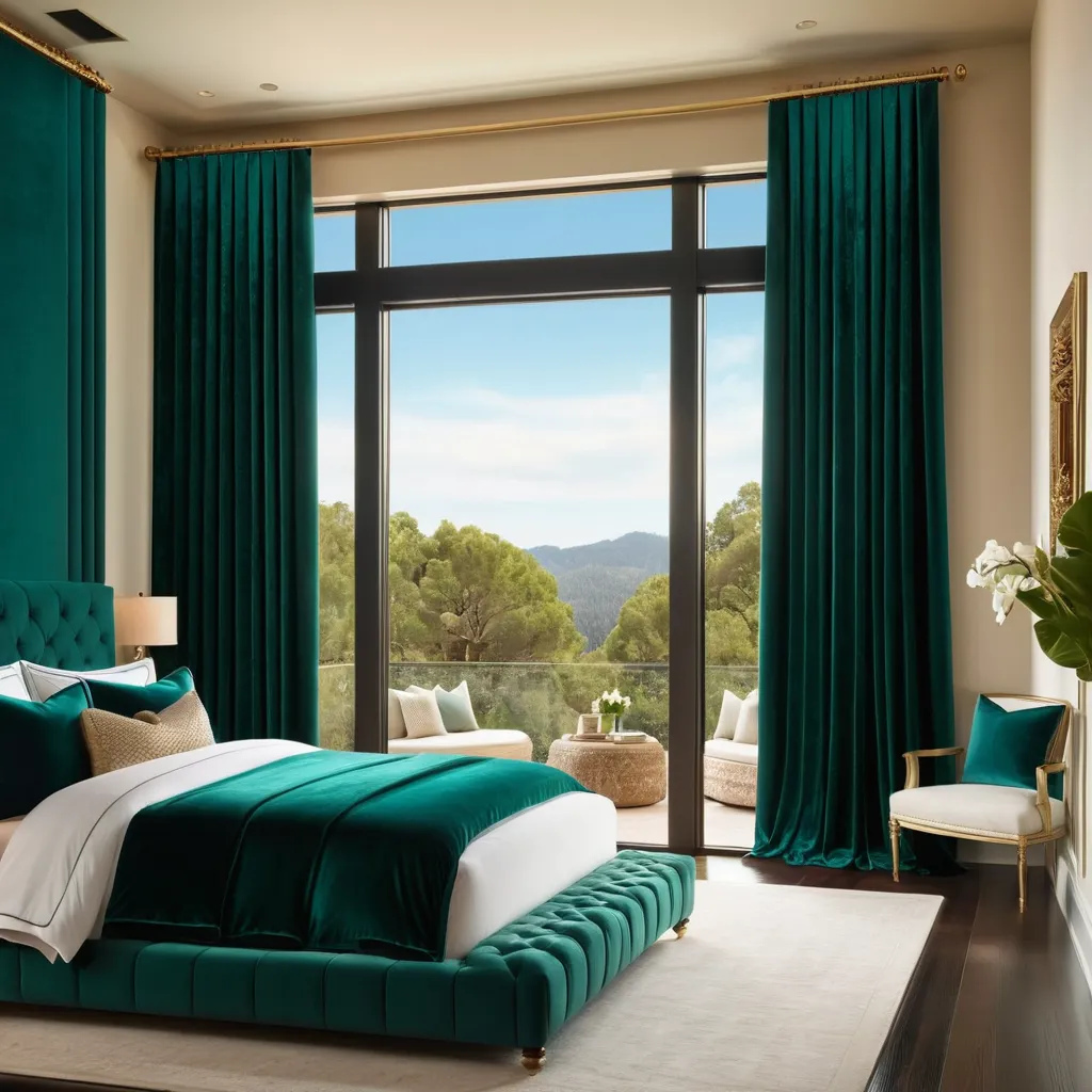 Plain Premium Velvet Fabric Curtain / Drapes - Teal Green